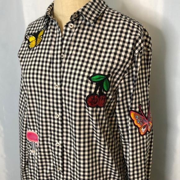 H&M Long sleeve checked cotton shirt with embroidered Size 4 - Picture 5 of 12